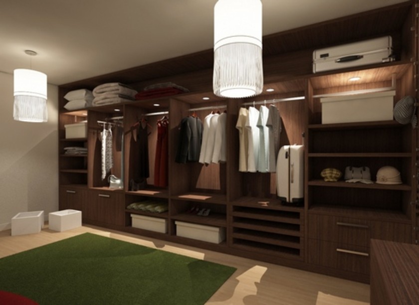Классическая гардеробная комната из массива с подсветкой Череповец