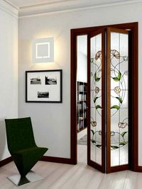Двери гармошка с витражным декором Череповец